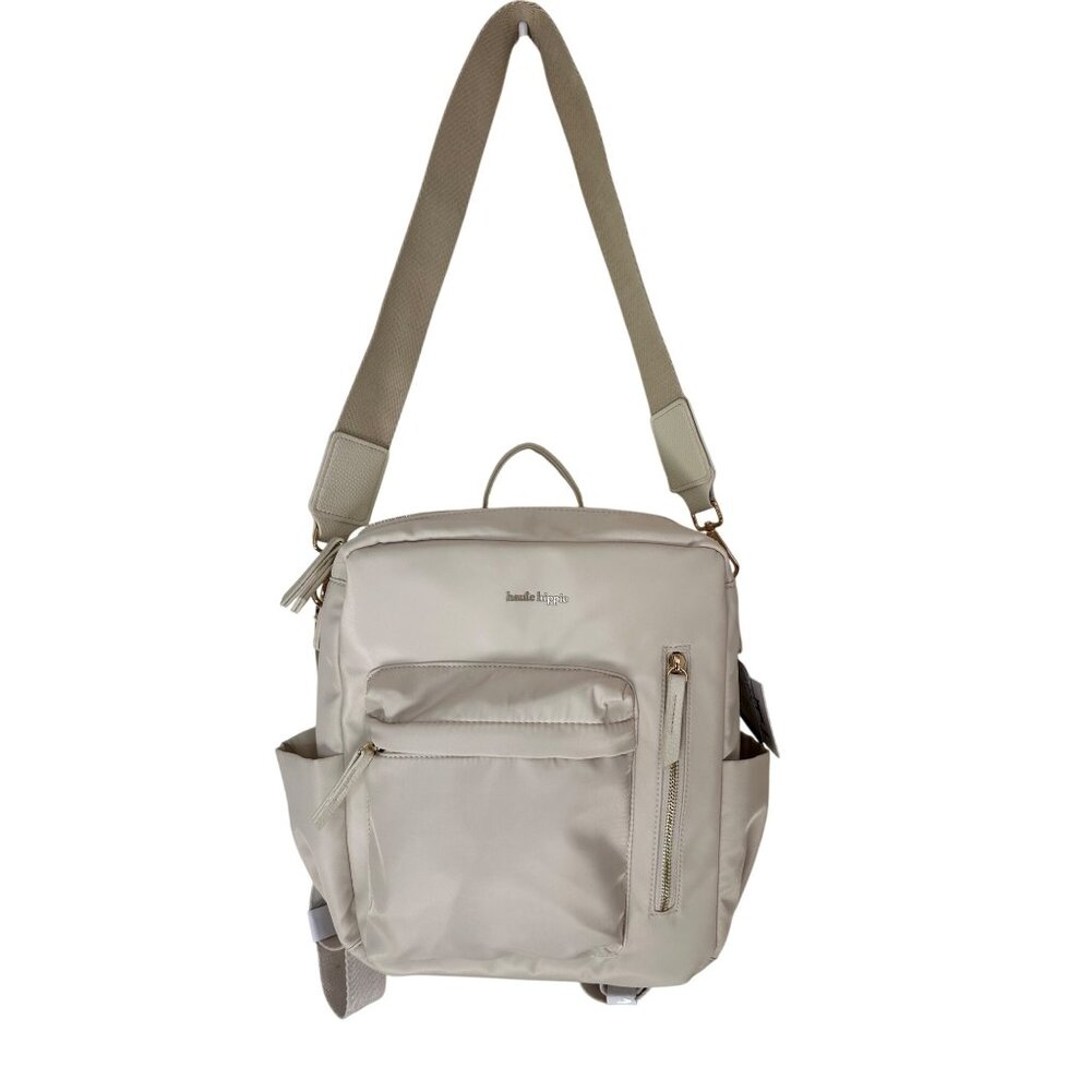 New Haute Hippie Off White On the Go Backpack W Adjustable Straps & Gold Accents - Picture 2 of 16